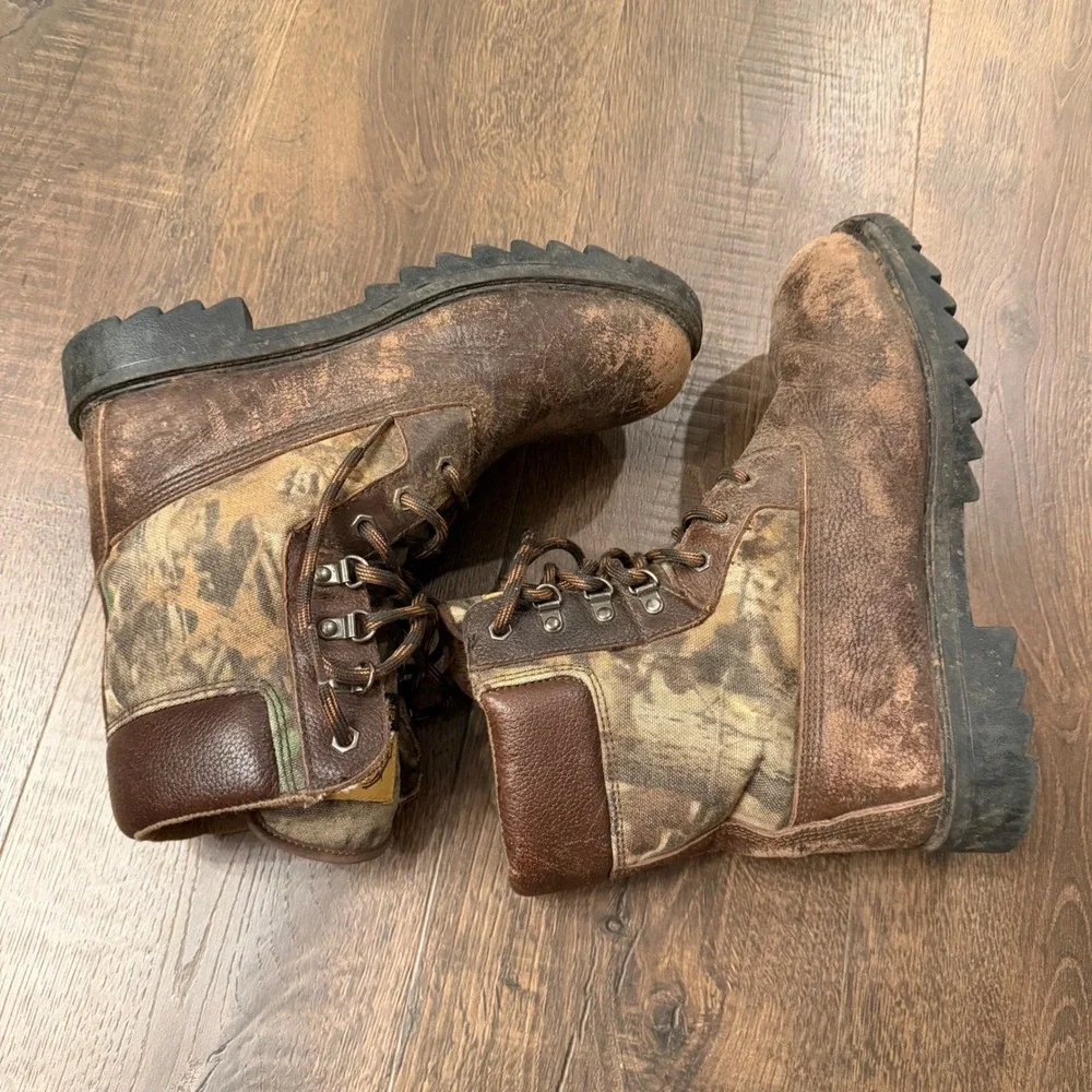 Itasca Thinsulate Camo Hunting Boots Mens 9.5 Brown Leather Insulated